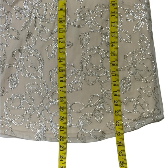 LC Lauren Tank Top Scoop Neck Sparkling Sequined Embellished Cream Blush Tank S - Picture 8 of 16